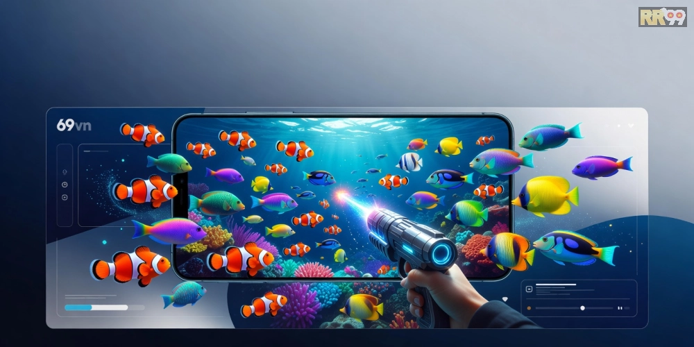 Minh họa khái niệm tải game bắn cá 69vn với giao diện trò chơi sống động